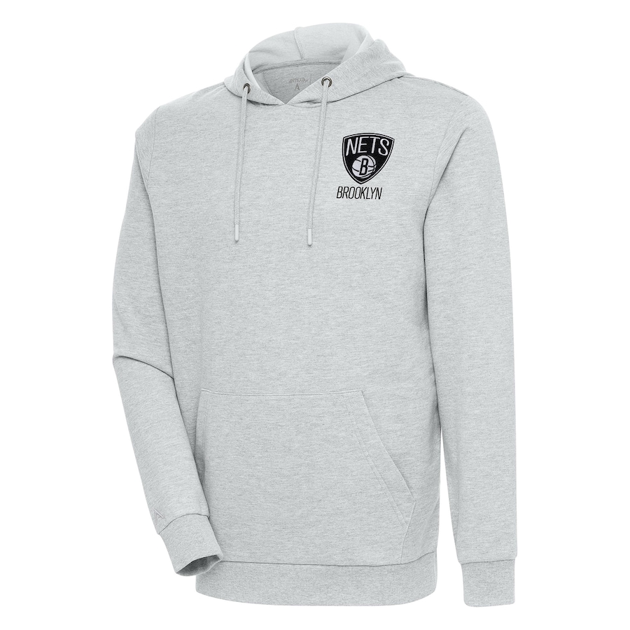 Men's Brooklyn Nets Antigua Heather Gray Action Pullover Hoodie