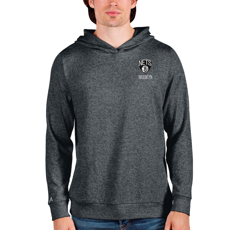 Men's Brooklyn Nets Antigua Heathered Charcoal Absolute Pullover Hoodie