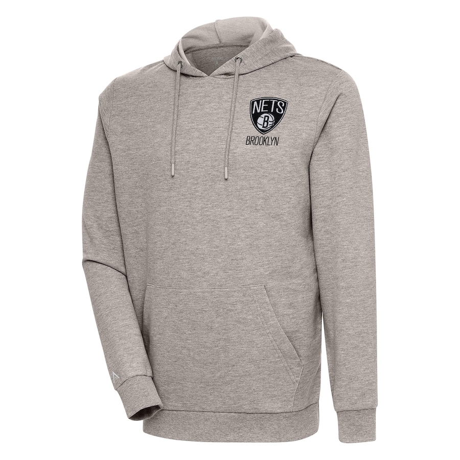 Men's Brooklyn Nets Antigua Oatmeal Action Pullover Hoodie Men's Brooklyn Nets Antigua Oatmeal Action Pullover Hoodie