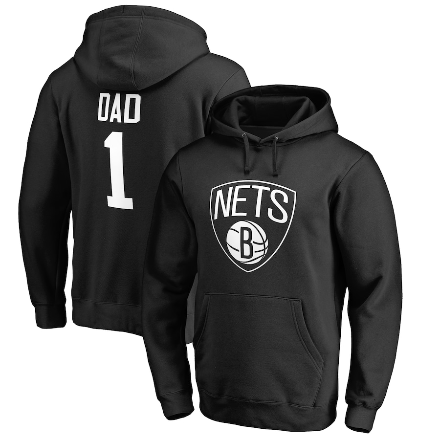 Men's Brooklyn Nets Black #1 Dad Pullover Hoodie