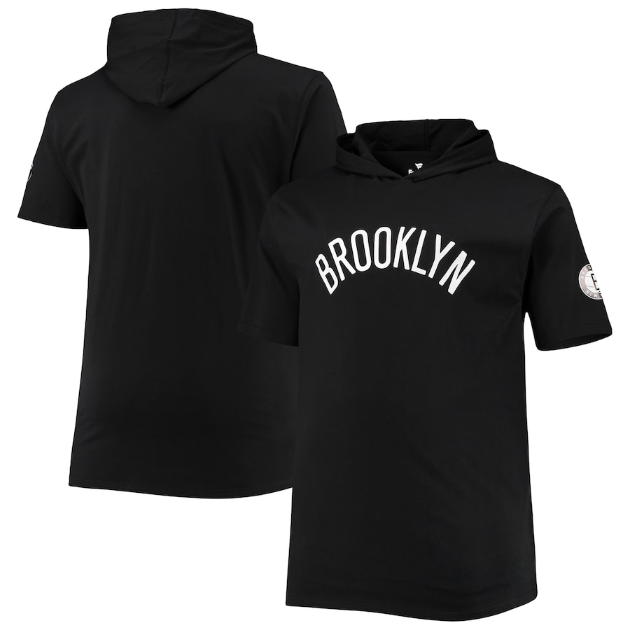 Men's Brooklyn Nets Black Big & Tall 2-Hit Short Sleeve Pullover Hoodie