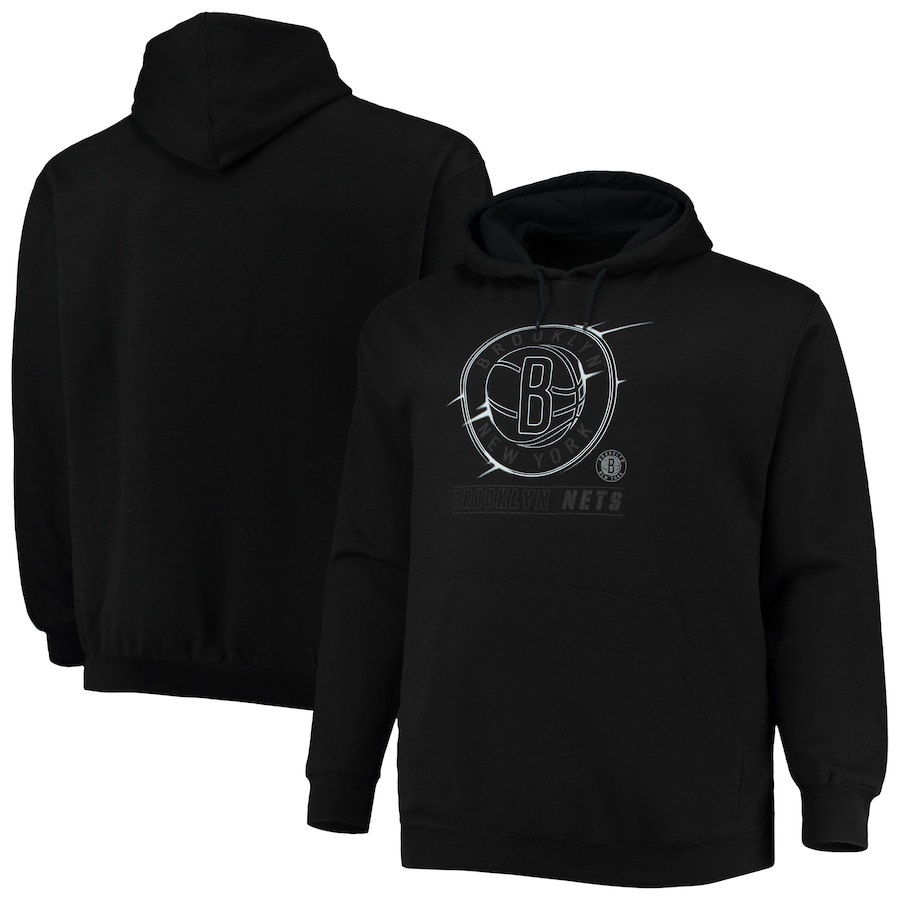 Men's Brooklyn Nets Black Big & Tall Pop Pullover Hoodie Men's Brooklyn Nets Black Big & Tall Pop Pullover Hoodie