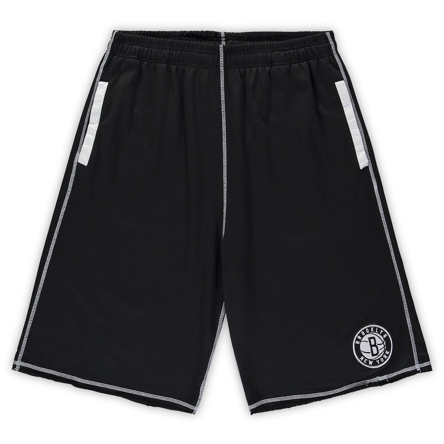 Men's Brooklyn Nets Black/White Big & Tall Contrast Stitch Knit Shorts