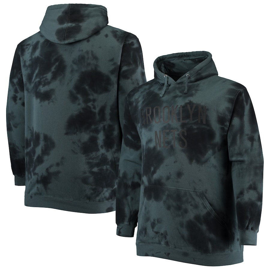 Men's Brooklyn Nets Black Big & Tall Wordmark Cloud Dye Pullover Hoodie Men's Brooklyn Nets Black Big & Tall Wordmark Cloud Dye Pullover Hoodie
