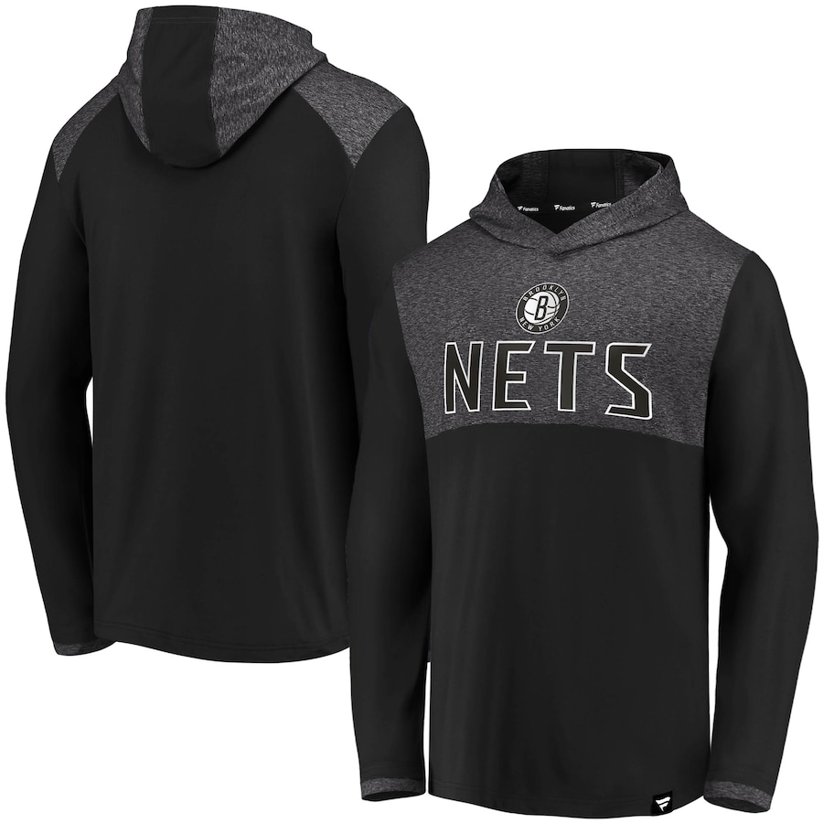 Men's Brooklyn Nets Black Iconic Stealth Marble Blocked Pullover Hoodie