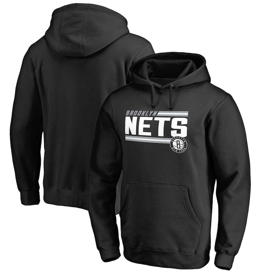 Men's Brooklyn Nets Black Onside Stripe Pullover Hoodie