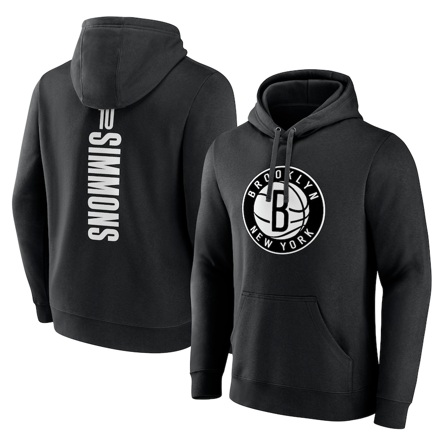 Men's Brooklyn Nets Black Playmaker Name & Number Pullover Hoodie