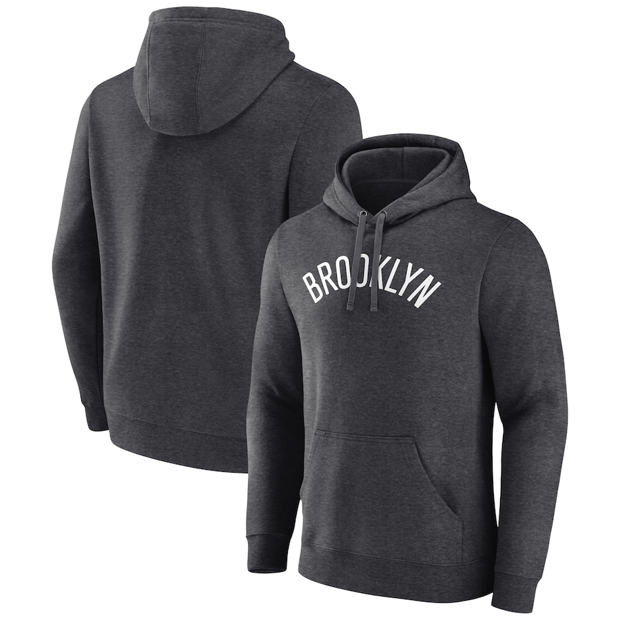 Men's Brooklyn Nets Charcoal Wordmark Team Pullover Hoodie Men's Brooklyn Nets Charcoal Wordmark Team Pullover Hoodie