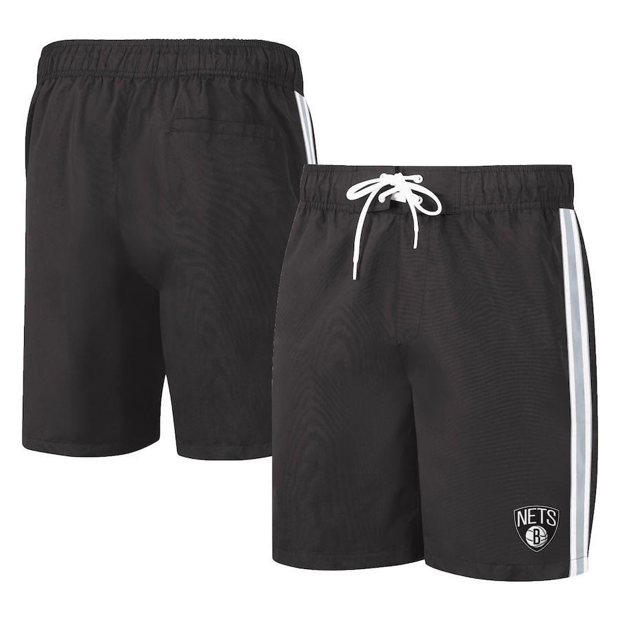 Men's Brooklyn Nets G-III Sports by Carl Banks Black/Gray Sand Beach Volley Swim Shorts