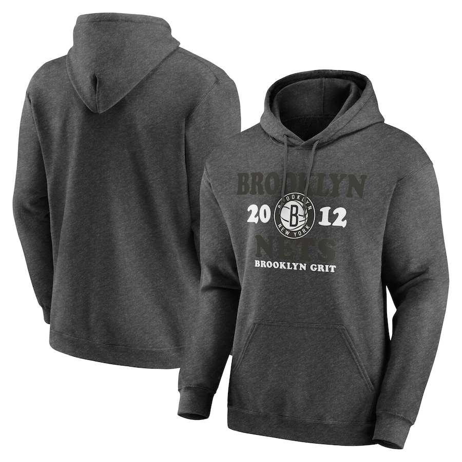 Men's Brooklyn Nets Heathered Charcoal Fierce Competitor Pullover Hoodie