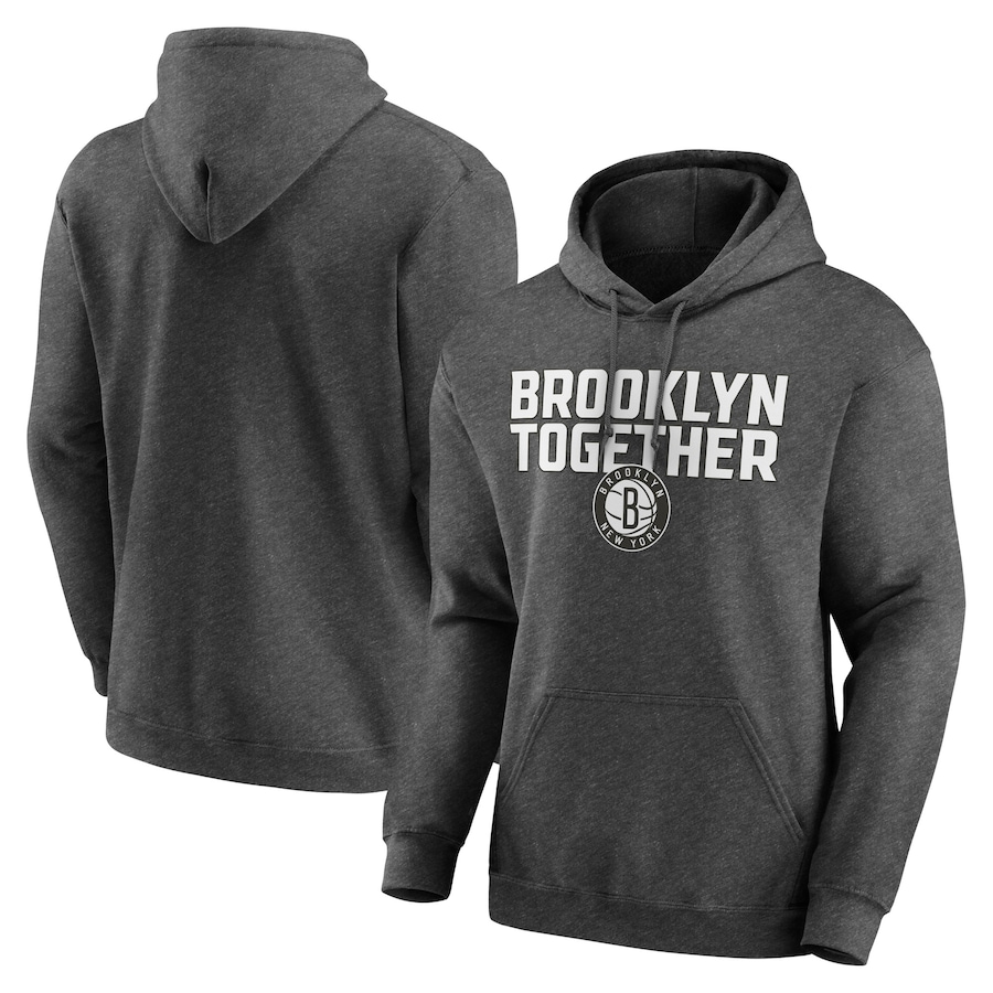 Men's Brooklyn Nets Heathered Charcoal Victory Earned Pullover Hoodie