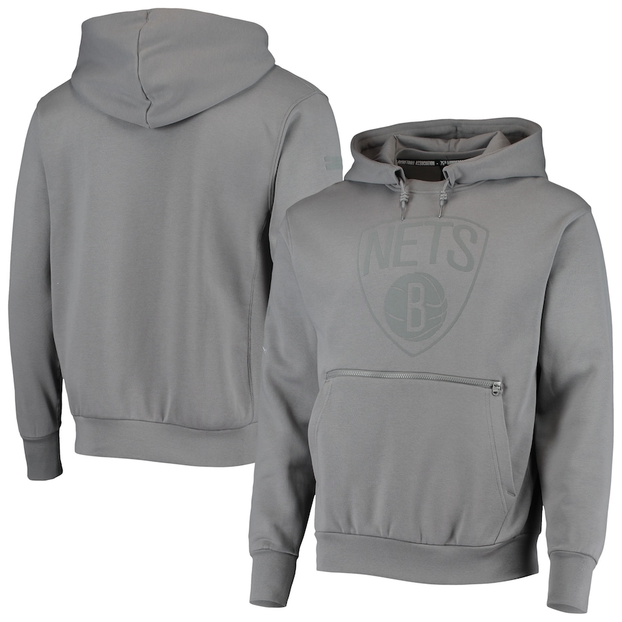 Men's Brooklyn Nets Jordan Brand Gray Statement Edition Courtside Pullover Hoodie