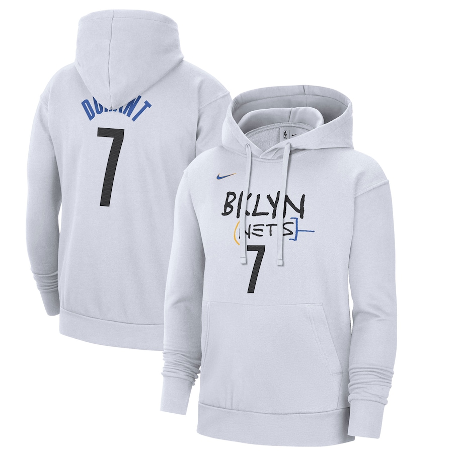 Men's Brooklyn Nets Kevin Durant NBA White 2022/23 City Edition Name & Number Pullover Hoodie