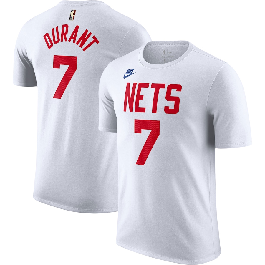 Men's Brooklyn Nets Kevin Durant NBA White 2022/23 Classic Edition Name & Number T-Shirt Men's Brooklyn Nets Kevin Durant NBA White 2022/23 Classic Edition Name & Number T-Shirt
