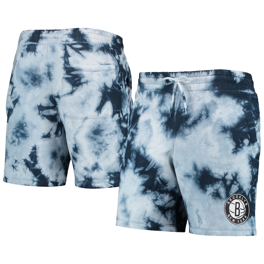 Men's Brooklyn Nets New Era Blue Fleece Tie-Dye Shorts