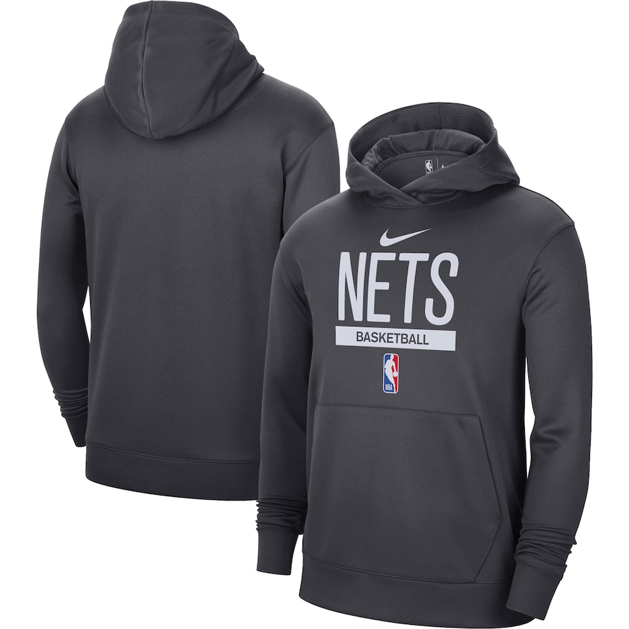 Men's Brooklyn Nets NBA Anthracite 2022/23 Spotlight On-Court Practice Performance Pullover Hoodie