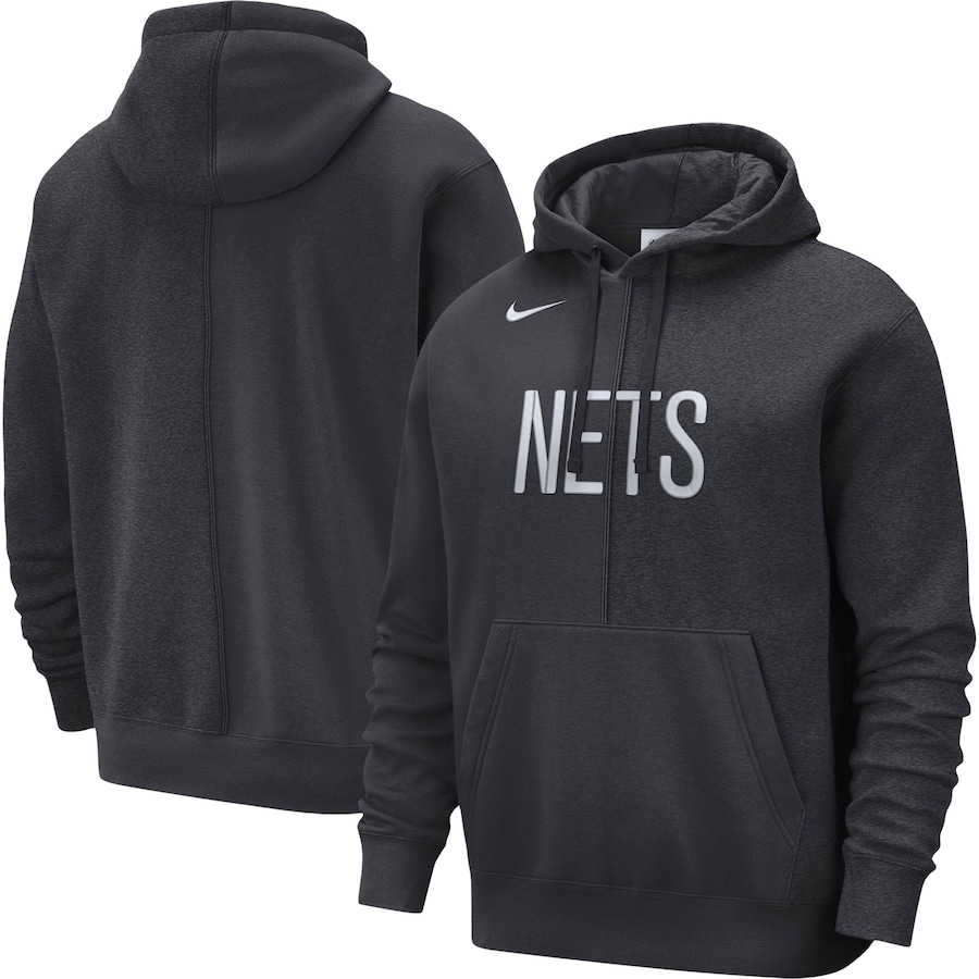 Men's Brooklyn Nets NBA Anthracite Courtside Versus Stitch Split Pullover Hoodie