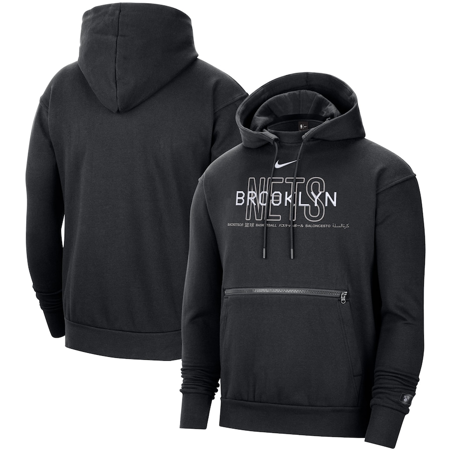 Men's Brooklyn Nets NBA Black Courtside Global Exploration Pullover Hoodie Men's Brooklyn Nets NBA Black Courtside Global Exploration Pullover Hoodie