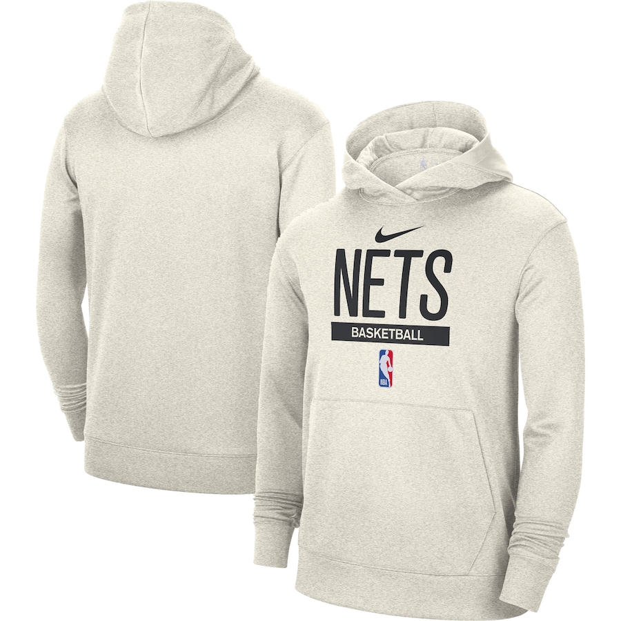 Men's Brooklyn Nets NBA Cream 2022/23 Spotlight On-Court Practice Performance Pullover Hoodie