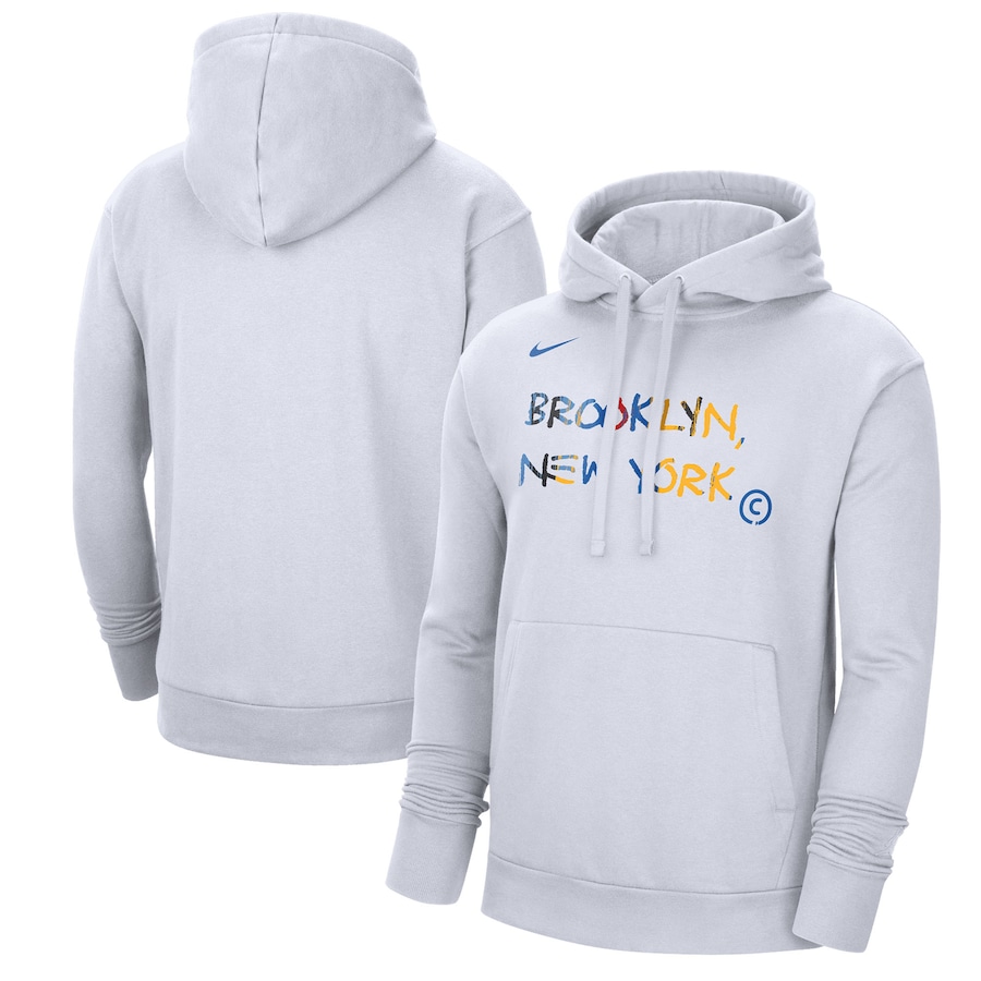 Men's Brooklyn Nets NBA White 2022/23 City Edition Essential Pullover Hoodie