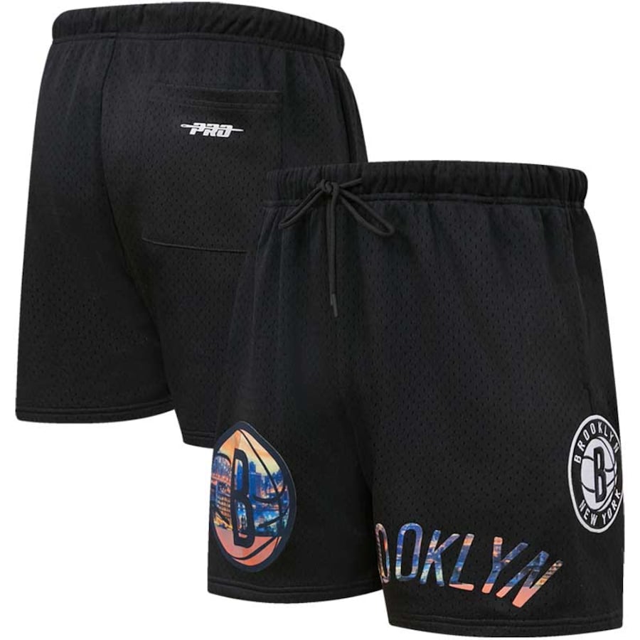 Men's Brooklyn Nets Pro Standard Black City Scape Mesh Shorts