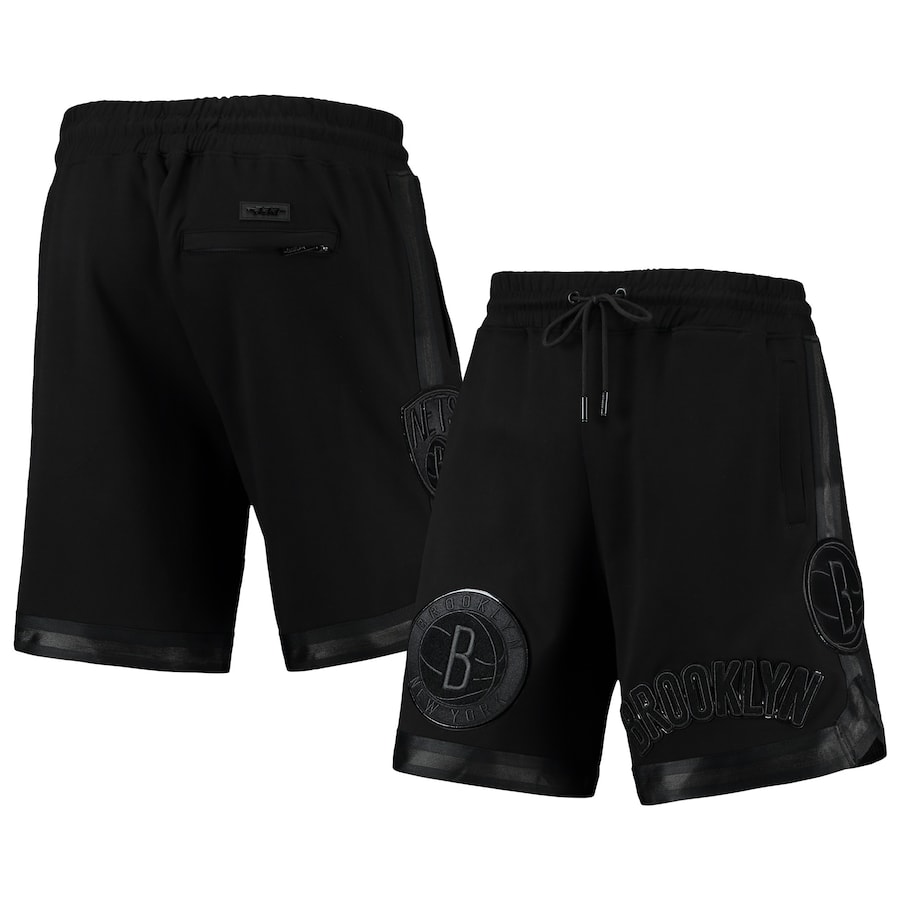 Men's Brooklyn Nets Pro Standard Triple Black Gloss Logo Shorts