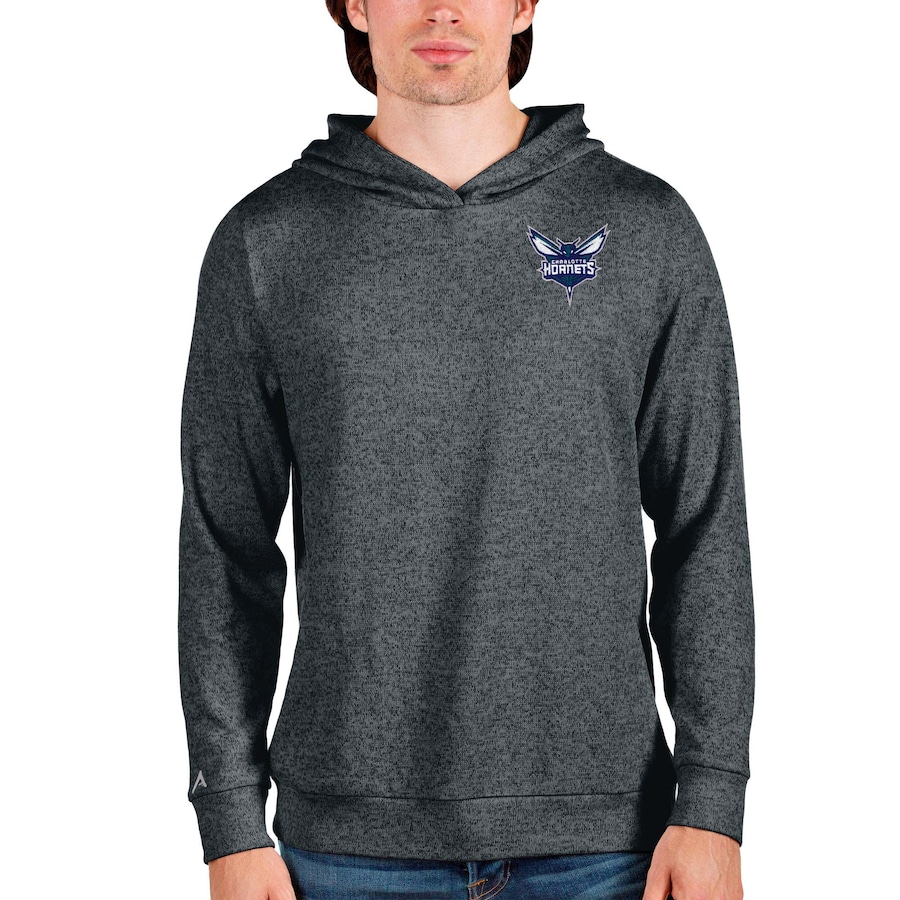 Men's Charlotte Hornets Antigua Heathered Charcoal Absolute Pullover Hoodie