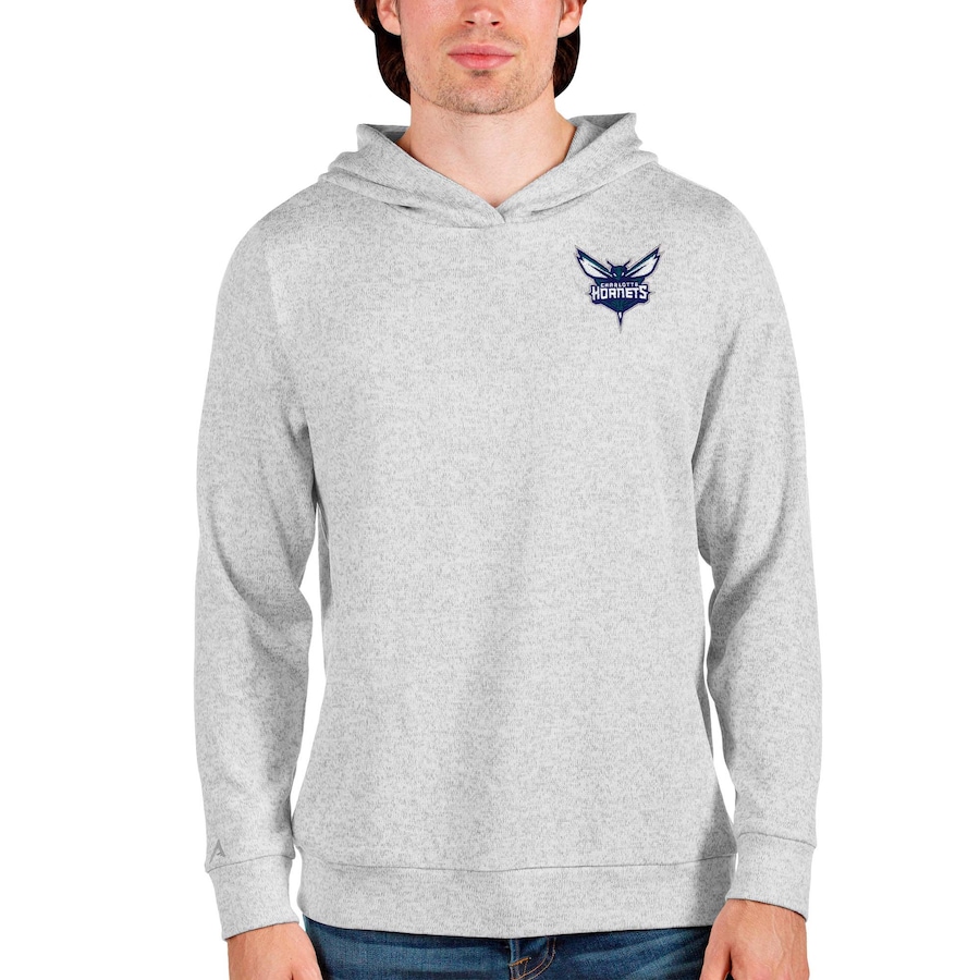 Men's Charlotte Hornets Antigua Heathered Gray Absolute Pullover Hoodie Men's Charlotte Hornets Antigua Heathered Gray Absolute Pullover Hoodie
