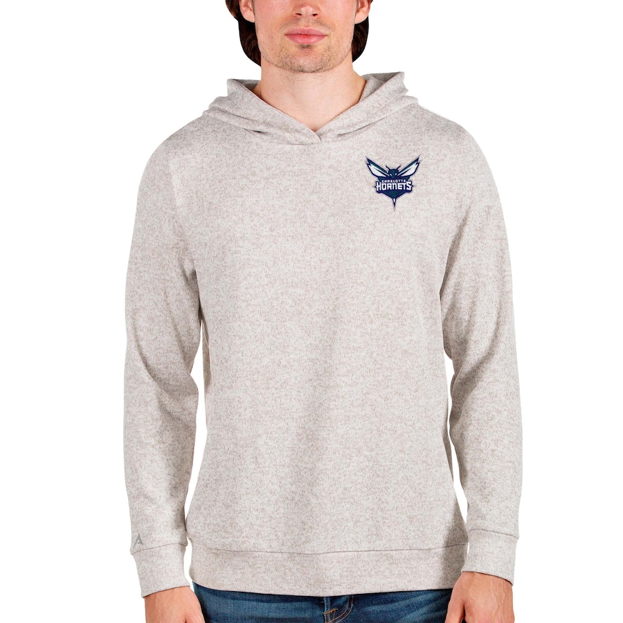 Men's Charlotte Hornets Antigua Oatmeal Absolute Pullover Hoodie