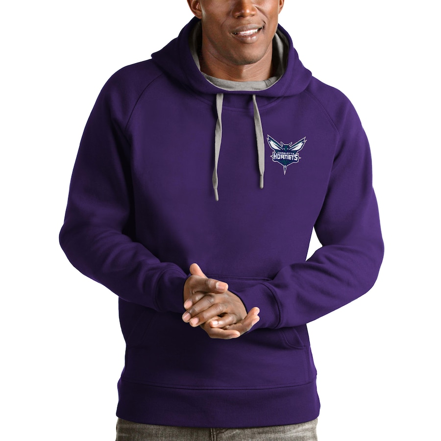 Men's Charlotte Hornets Antigua Purple Victory Pullover Hoodie