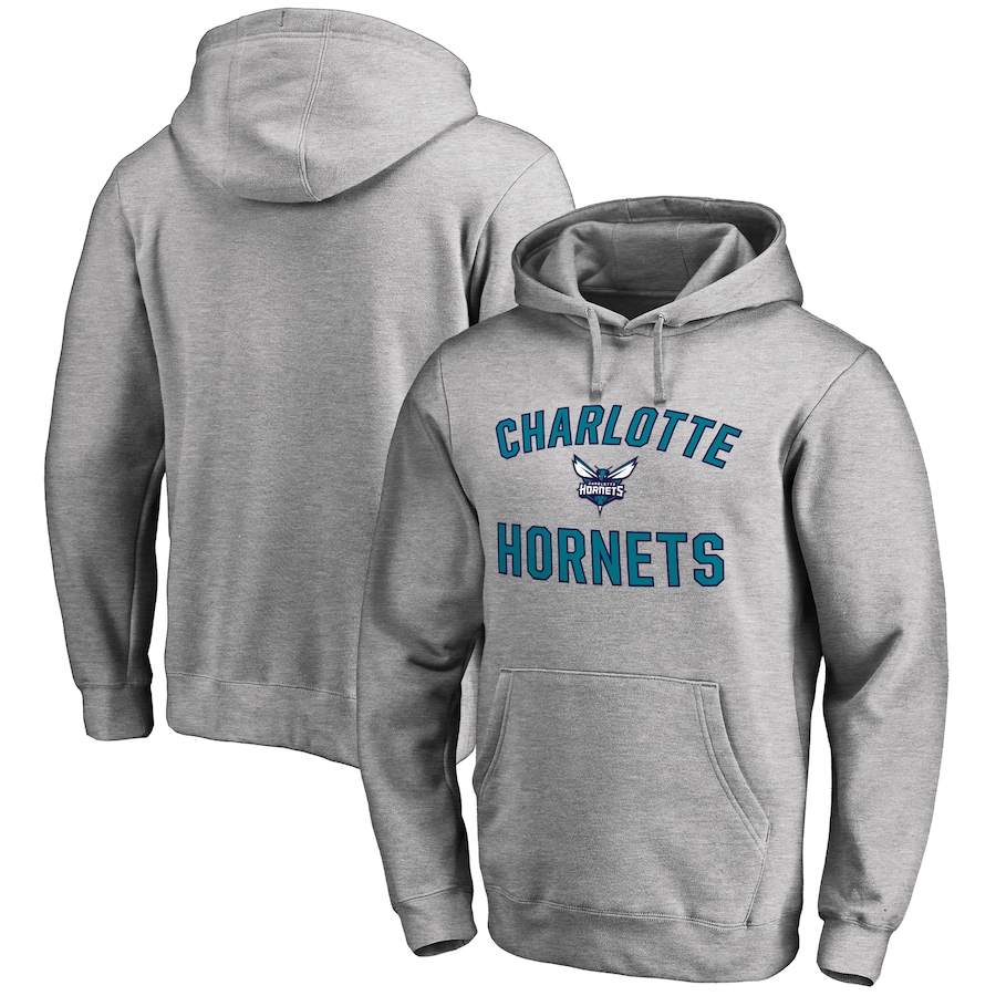 Men's Charlotte Hornets Ash Victory Arch Pullover Hoodie Men's Charlotte Hornets Ash Victory Arch Pullover Hoodie