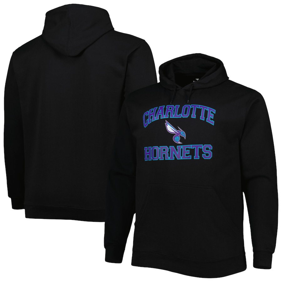 Men's Charlotte Hornets Black Big & Tall Heart & Soul Pullover Hoodie Men's Charlotte Hornets Black Big & Tall Heart & Soul Pullover Hoodie