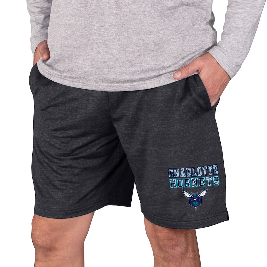 Men's Charlotte Hornets Concepts Sport Charcoal Bullseye Knit Jam Shorts Men's Charlotte Hornets Concepts Sport Charcoal Bullseye Knit Jam Shorts