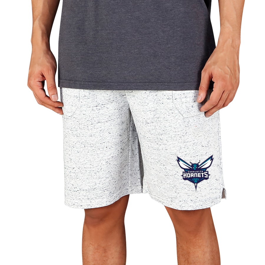 Men's Charlotte Hornets Concepts Sport White/Charcoal Throttle Knit Jam Shorts Men's Charlotte Hornets Concepts Sport White/Charcoal Throttle Knit Jam Shorts