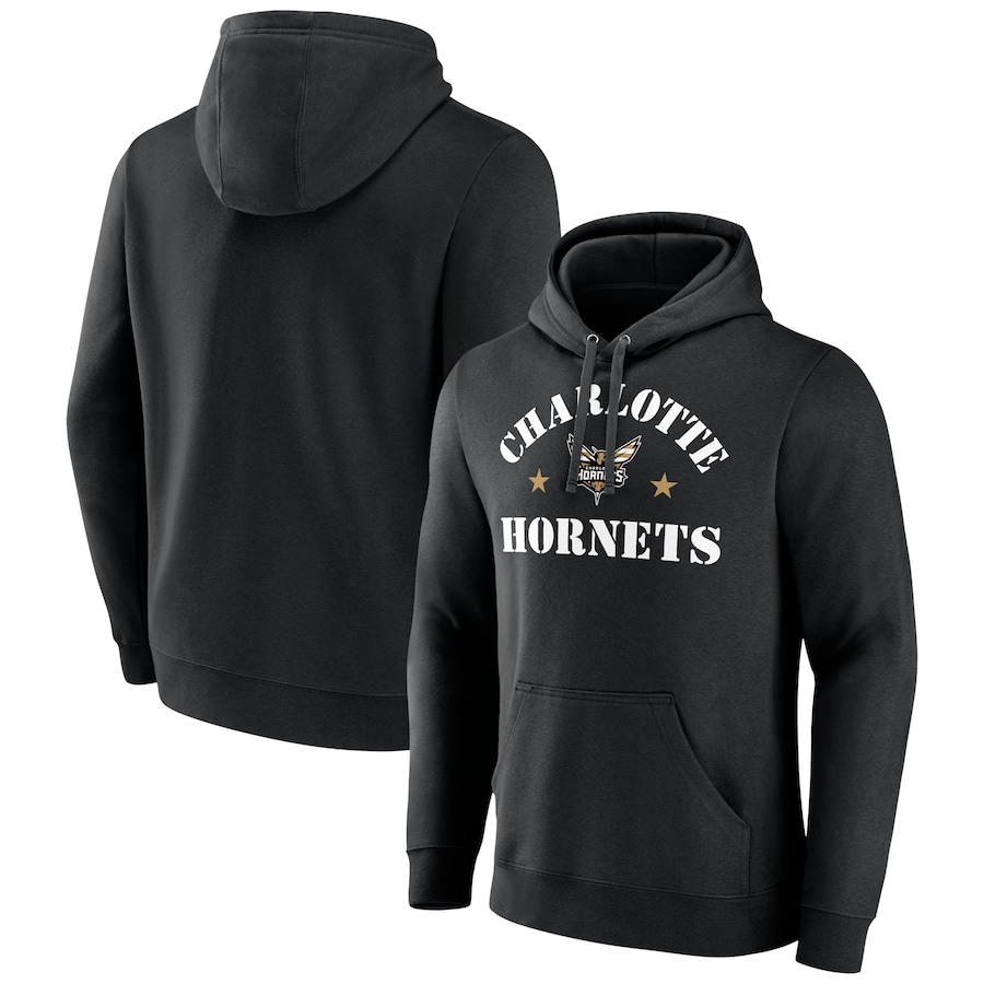 Men's Charlotte Hornets Black 2022 Hoops For Troops Training Pullover Hoodie Men's Charlotte Hornets Black 2022 Hoops For Troops Training Pullover Hoodie