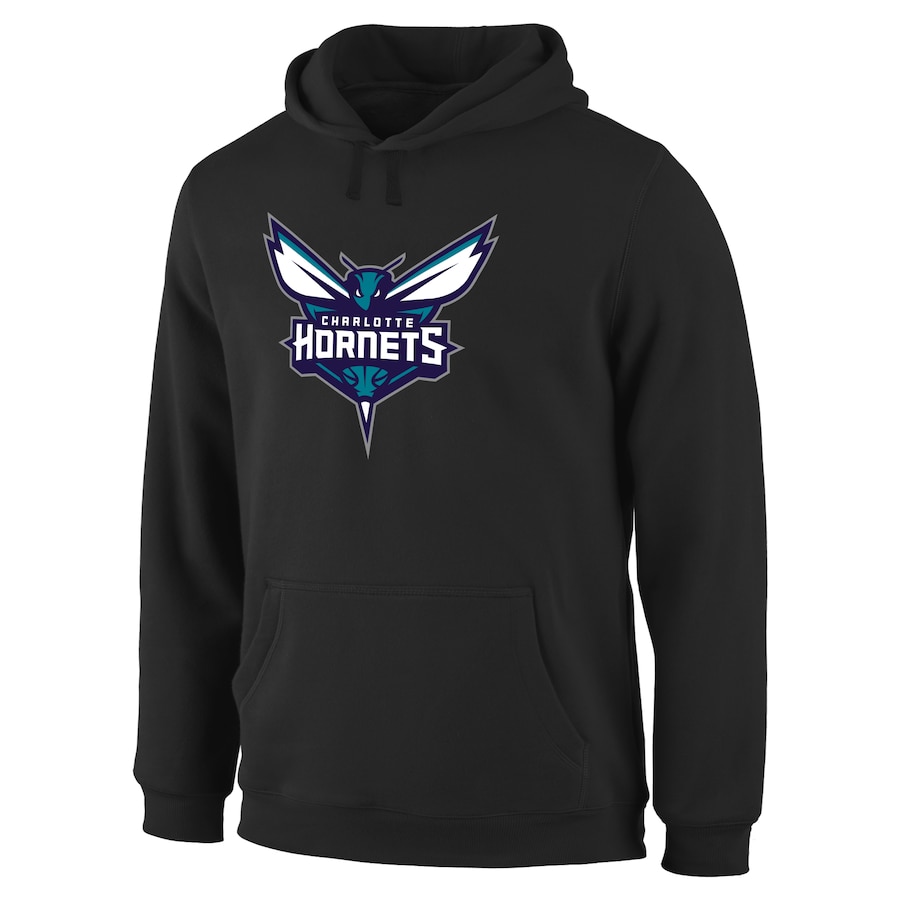 Men's Charlotte Hornets Black Primary Logo Pullover Hoodie Men's Charlotte Hornets Black Primary Logo Pullover Hoodie