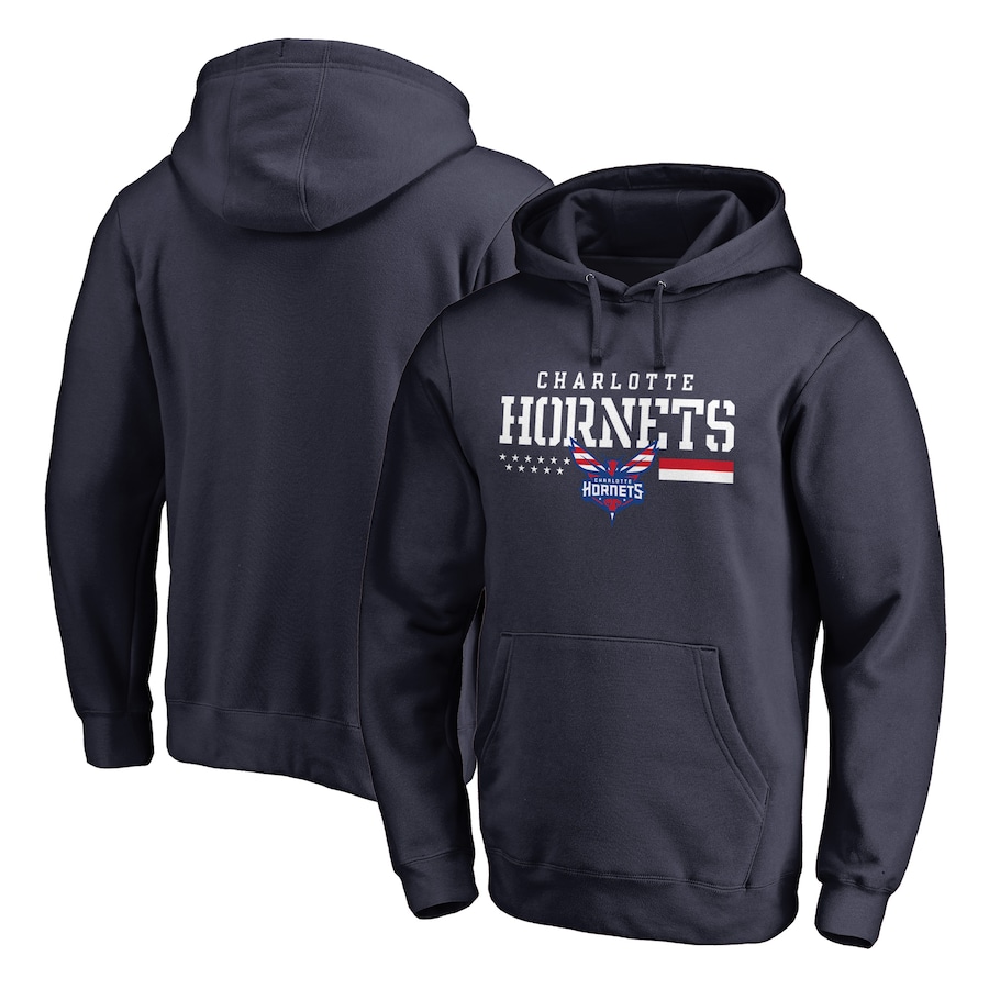 Men's Charlotte Hornets Navy Hoops For Troops Pullover Hoodie