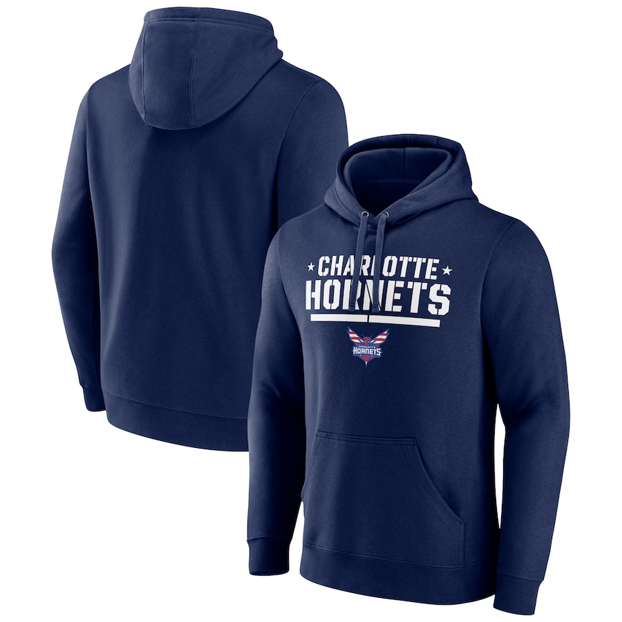 Men's Charlotte Hornets Navy Hoops For Troops Trained Pullover Hoodie Men's Charlotte Hornets Navy Hoops For Troops Trained Pullover Hoodie