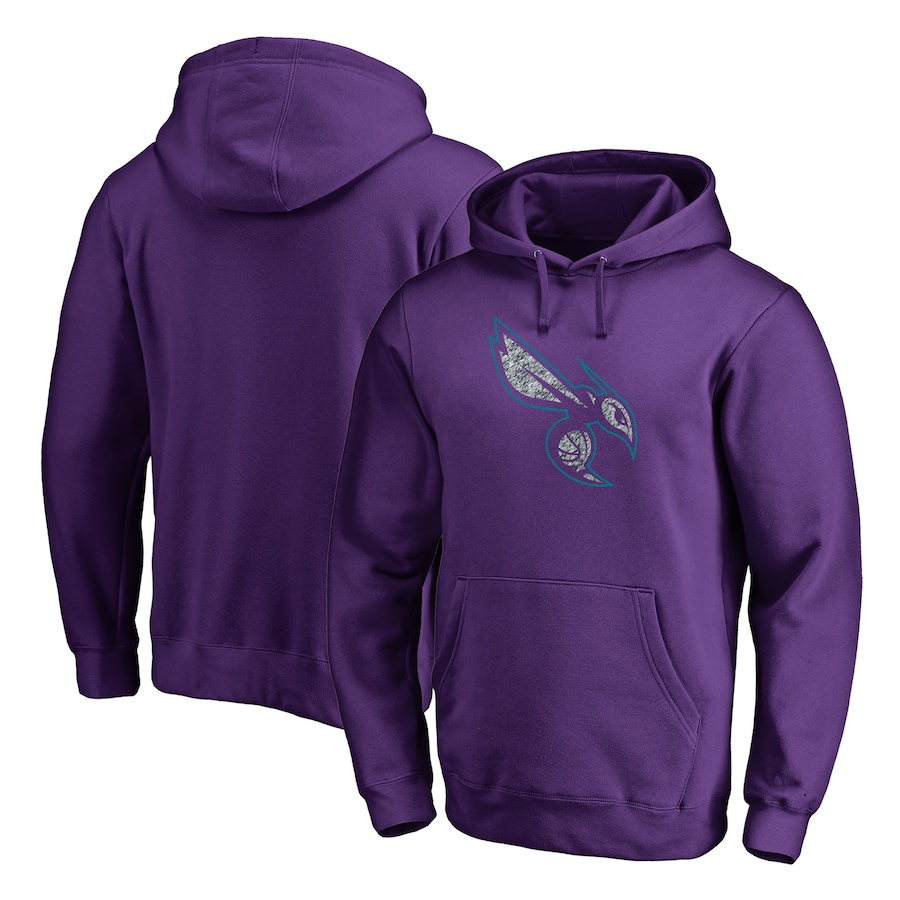 Men's Charlotte Hornets Purple Static Logo Pullover Hoodie Men's Charlotte Hornets Purple Static Logo Pullover Hoodie