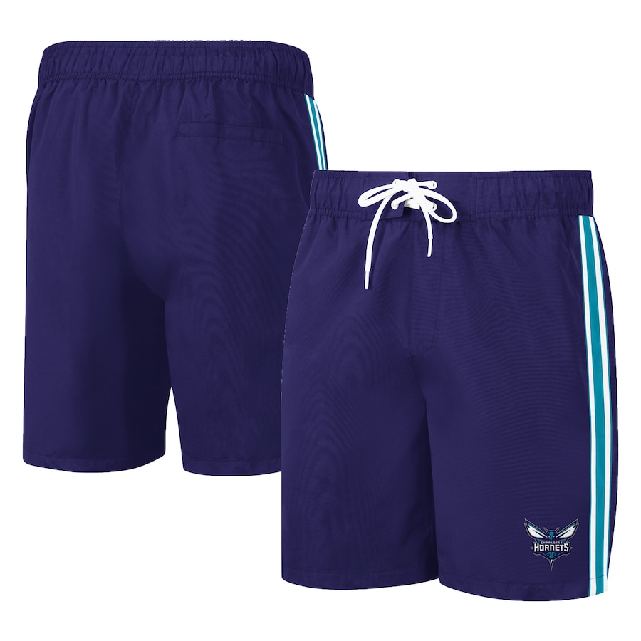 Men's Charlotte Hornets G-III Sports by Carl Banks Purple/Teal Sand Beach Volley Swim Shorts Men's Charlotte Hornets G-III Sports by Carl Banks Purple/Teal Sand Beach Volley Swim Shorts