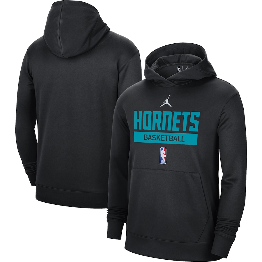 Men's Charlotte Hornets Jordan Brand Black 2022/23 Spotlight On-Court Practice Performance Pullover Hoodie Men's Charlotte Hornets Jordan Brand Black 2022/23 Spotlight On-Court Practice Performance Pullover Hoodie