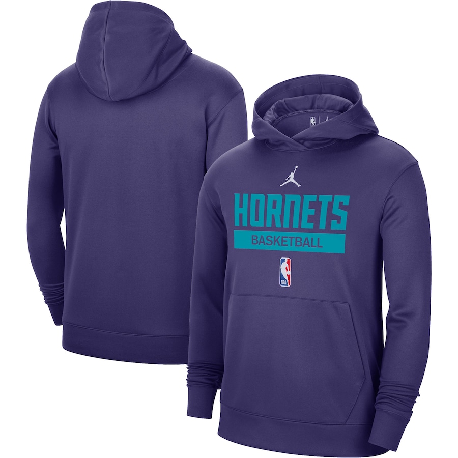 Men's Charlotte Hornets Jordan Brand Purple 2022/23 Spotlight On-Court Practice Performance Pullover Hoodie Men's Charlotte Hornets Jordan Brand Purple 2022/23 Spotlight On-Court Practice Performance Pullover Hoodie