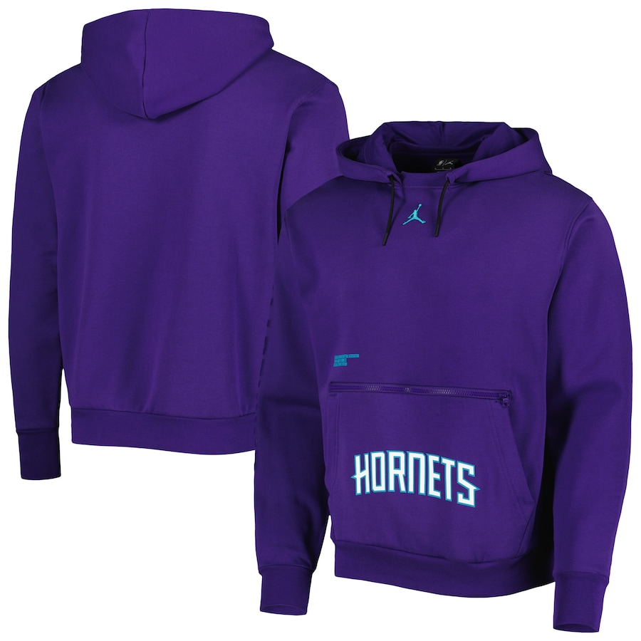 Men's Charlotte Hornets Jordan Brand Purple Courtside Statement Edition Pullover Hoodie