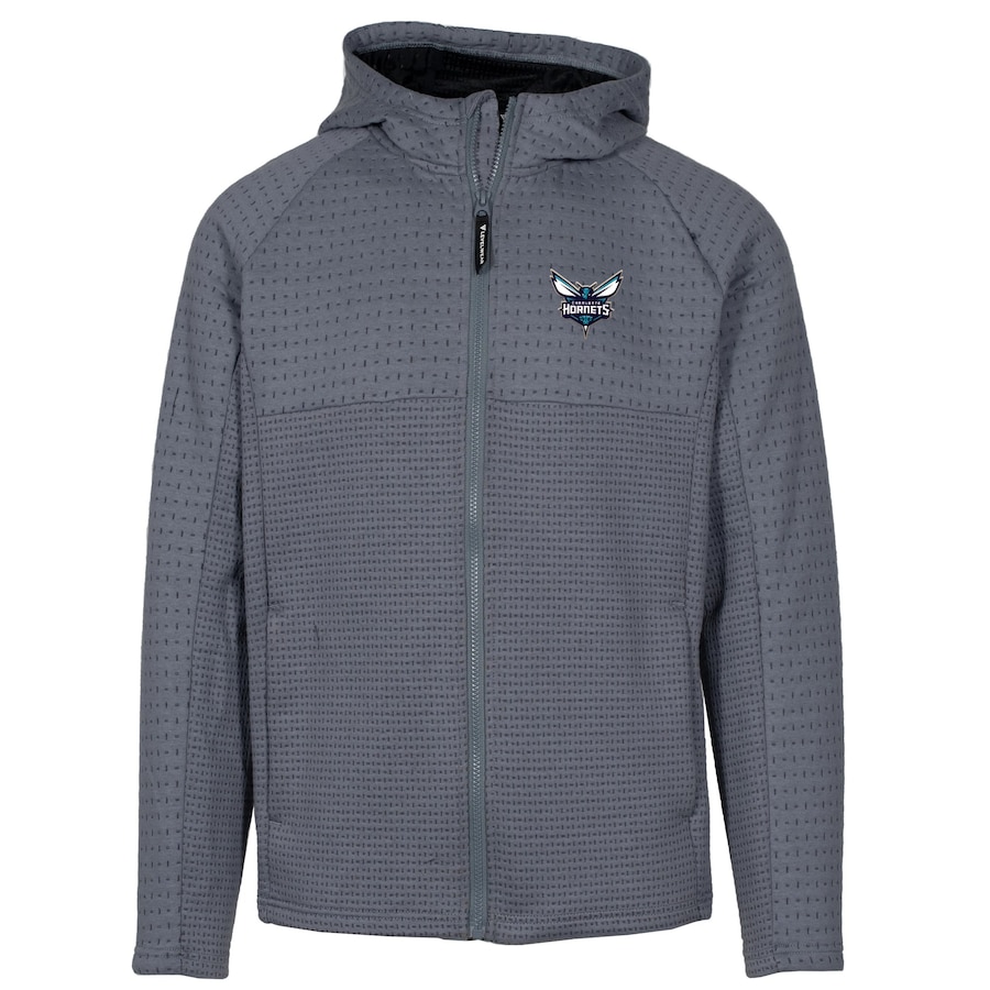 Men's Charlotte Hornets Levelwear Gray Durham Insignia Full-Zip Hoodie Men's Charlotte Hornets Levelwear Gray Durham Insignia Full-Zip Hoodie