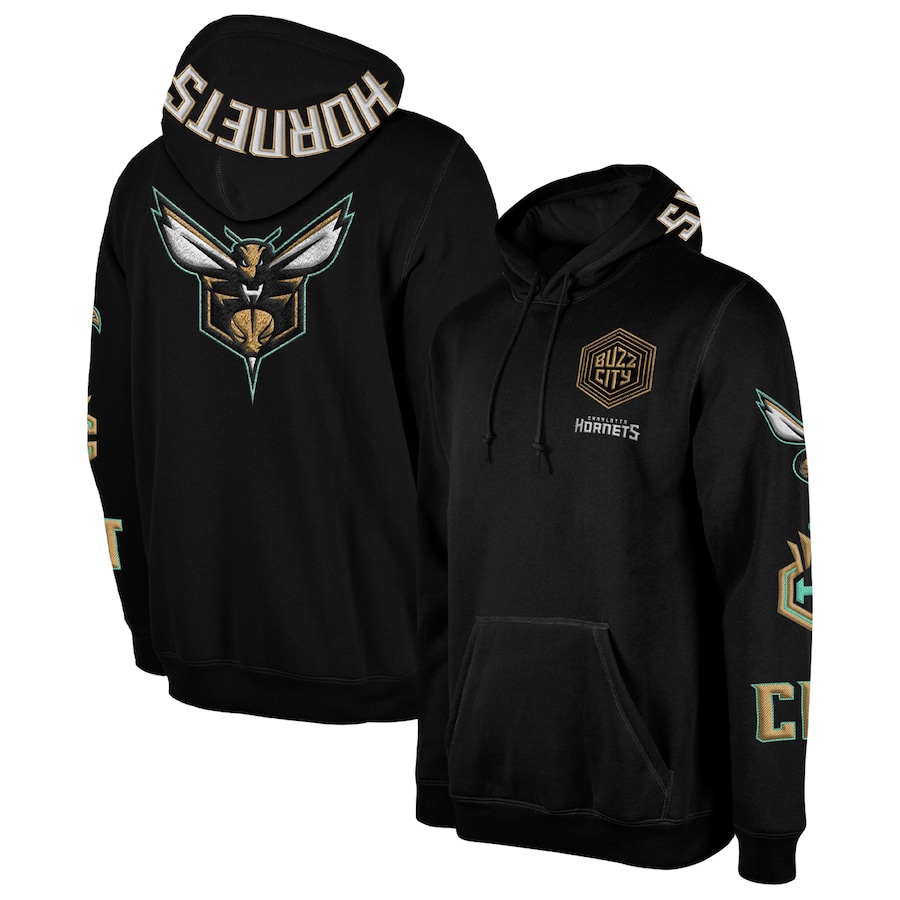 Men's Charlotte Hornets New Era Black 2022/23 City Edition Elite Pack Pullover Hoodie Men's Charlotte Hornets New Era Black 2022/23 City Edition Elite Pack Pullover Hoodie