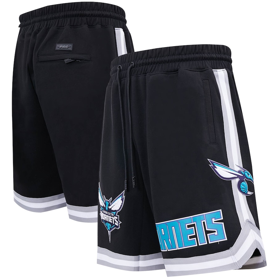 Men's Charlotte Hornets Pro Standard Black Chenille Team Shorts Men's Charlotte Hornets Pro Standard Black Chenille Team Shorts