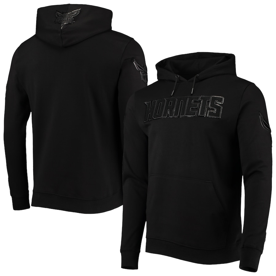 Men's Charlotte Hornets Pro Standard Triple Black Gloss Pullover Hoodie Men's Charlotte Hornets Pro Standard Triple Black Gloss Pullover Hoodie