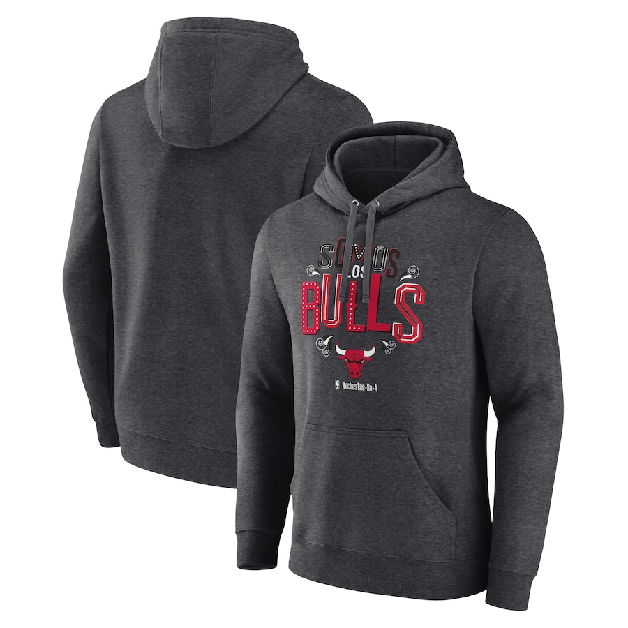 Men's Chicago Bulls Charcoal Noches Ene-Be-A Pullover Hoodie Men's Chicago Bulls Charcoal Noches Ene-Be-A Pullover Hoodie