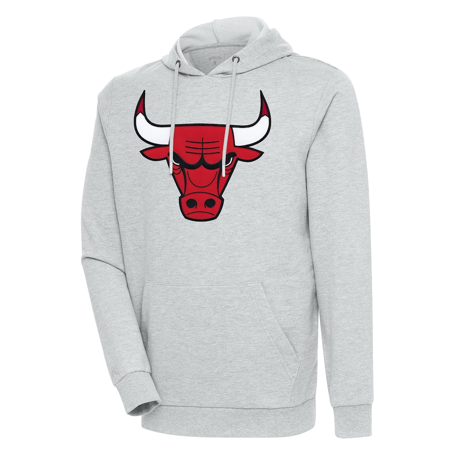 Men's Chicago Bulls Antigua Heather Gray Action Pullover Hoodie