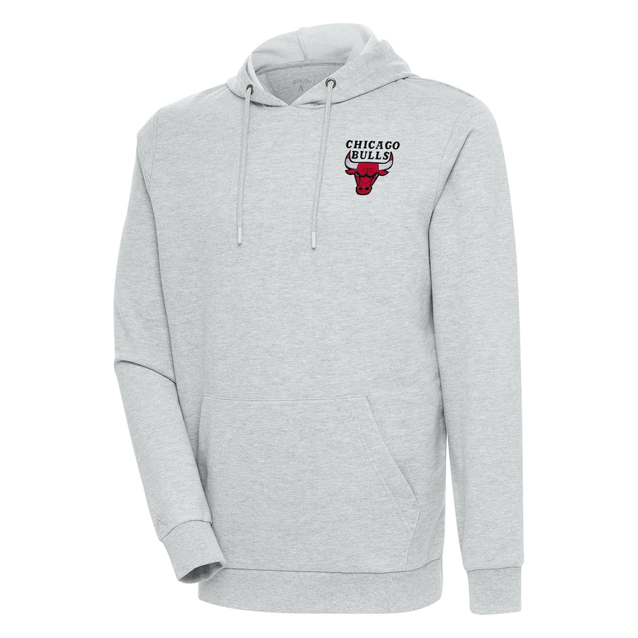 Men's Chicago Bulls Antigua Heather Gray Action Pullover Hoodie Men's Chicago Bulls Antigua Heather Gray Action Pullover Hoodie